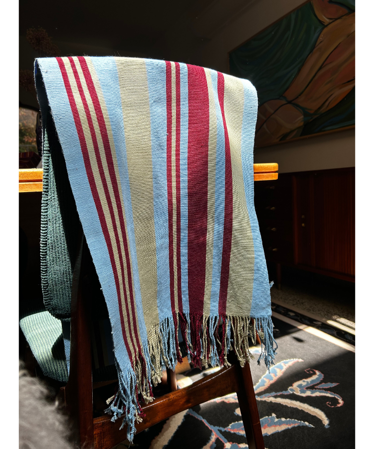 Caminos de mesa Azul de algodón