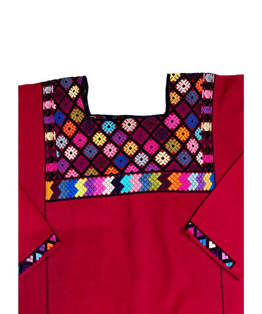 Huipil Unisex Artesanal Chiapaneco de Algodón - Telar de Cintura Único