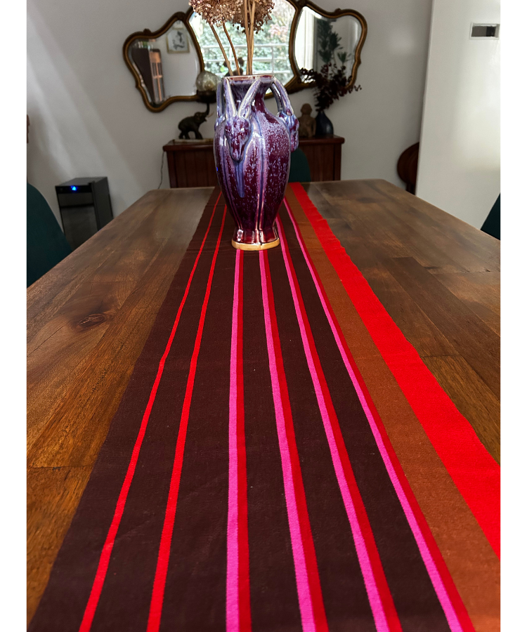 >>Camino de mesa Naranja y Marrón de algodón