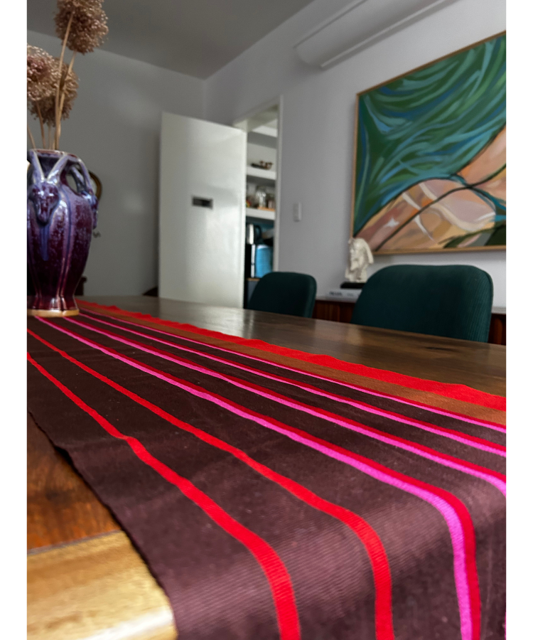 >>Camino de mesa Naranja y Marrón de algodón