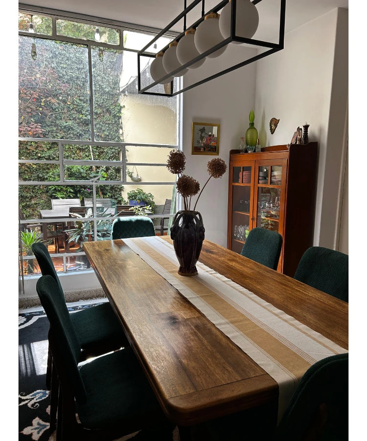 >>Camino de mesa Blanco y Arena de algodón